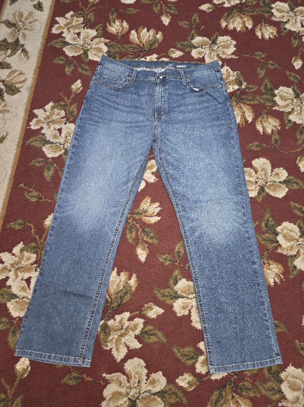 George Straight Fit Men's Jeans — Denim with Gold Stitching